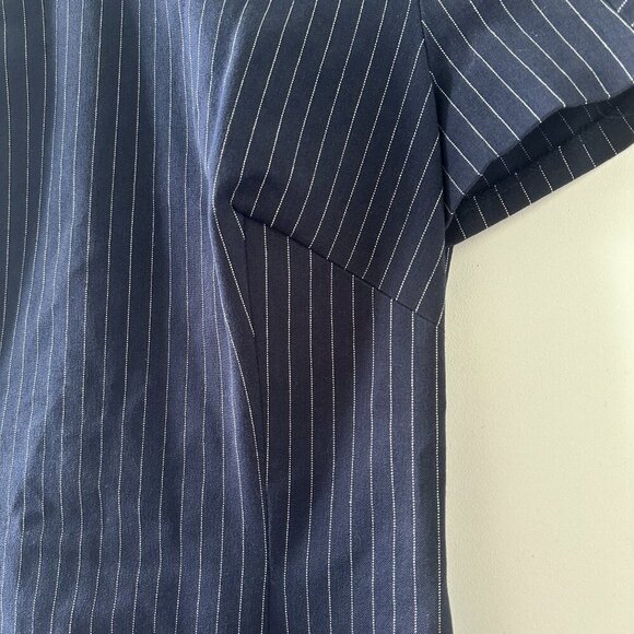 Banana Republic Navy Blue Pinstripe Cap Sleeve Sheath Dress Women's Size 8 Work - Picture 6 of 16